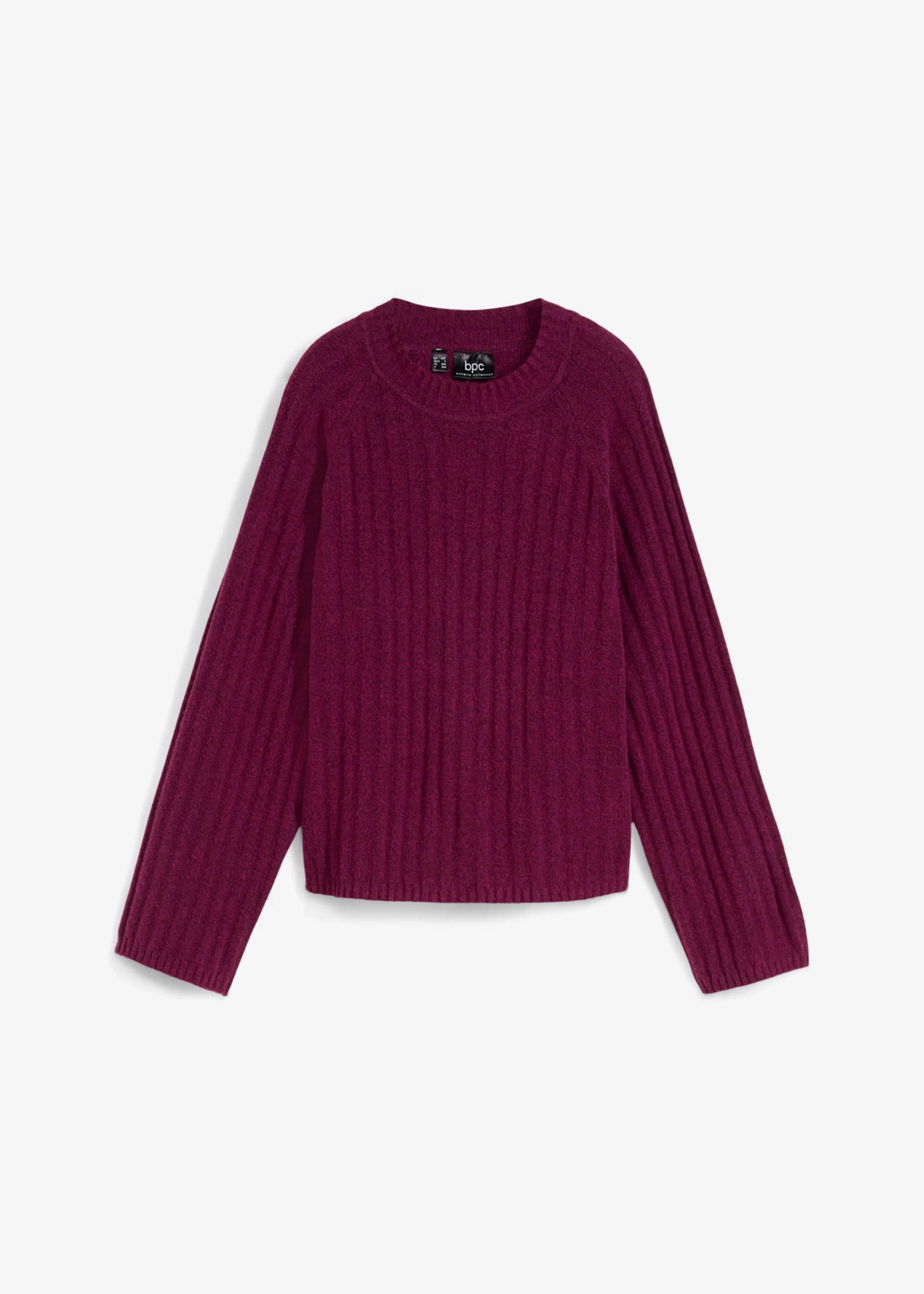 Pull raccourci en maille côtelée • prune • Boutique bonprix