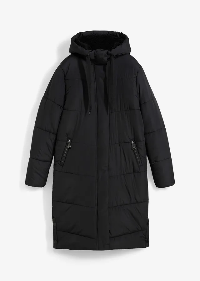 Doudoune avec capuche doublée sherpa, Couleur: noir