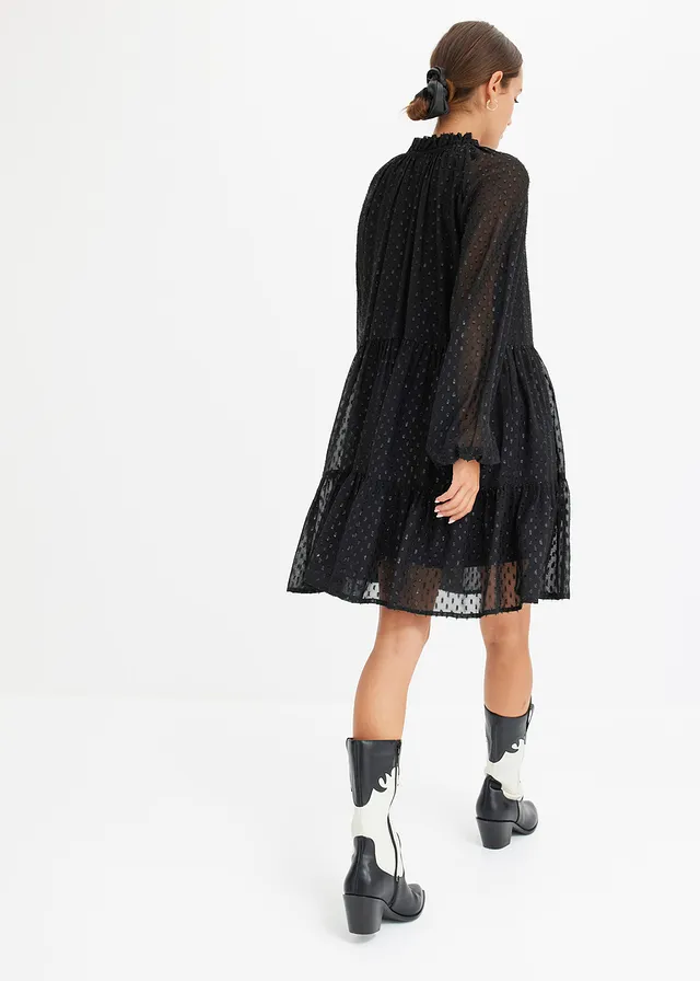 Robe-tunique en voile plumetis irisé • noir • product-page.page-title-suffix