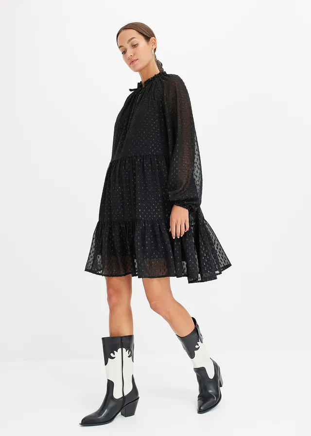 Robe-tunique en voile plumetis irisé • noir • product-page.page-title-suffix