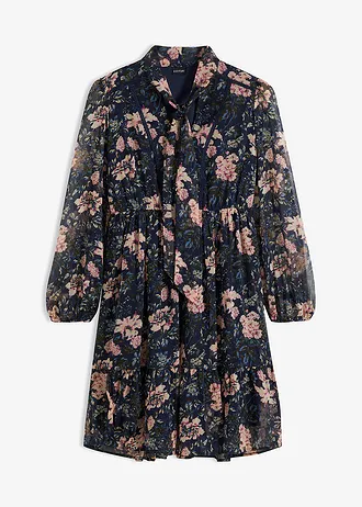 Robe en mousseline • bleu foncé floral • Boutique bonprix