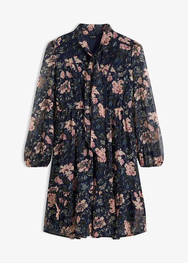 Robe en mousseline • bleu foncé floral • Boutique bonprix