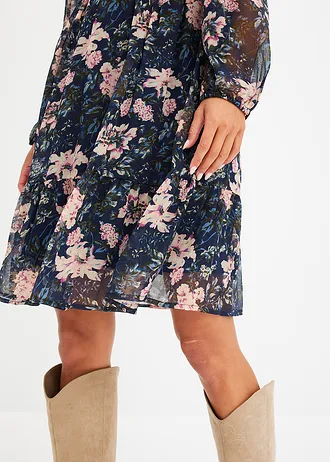 Robe en mousseline • bleu foncé floral • Boutique bonprix