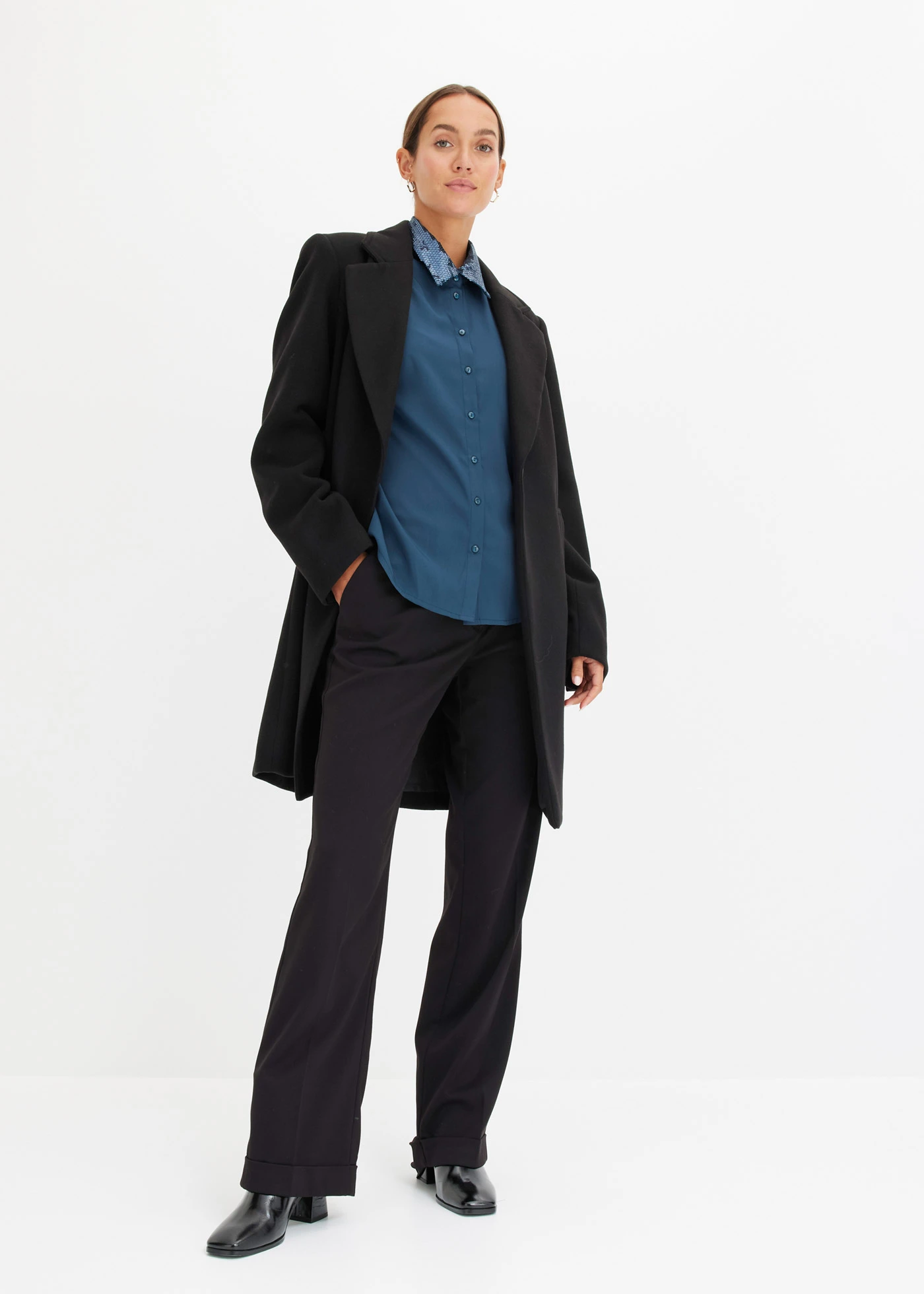 Pantalon large à pinces • noir • Boutique bonprix