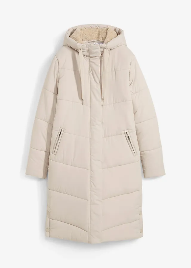 Prešívaný kabát s kožušinkovou podšívkou na kapucni