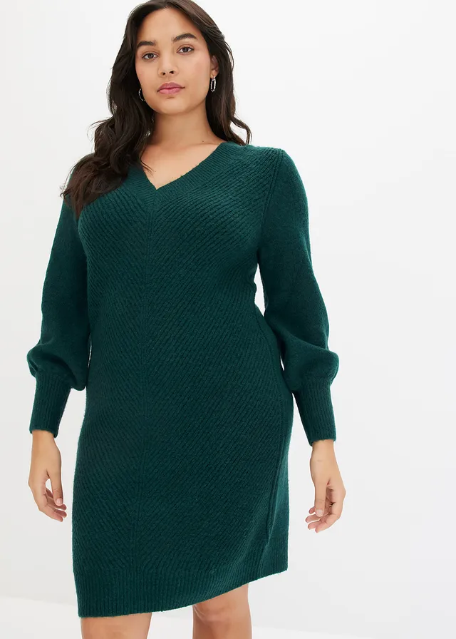 Robe en maille, Couleur: vert profond