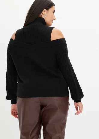 Pull épaules dénudées, Couleur: noir