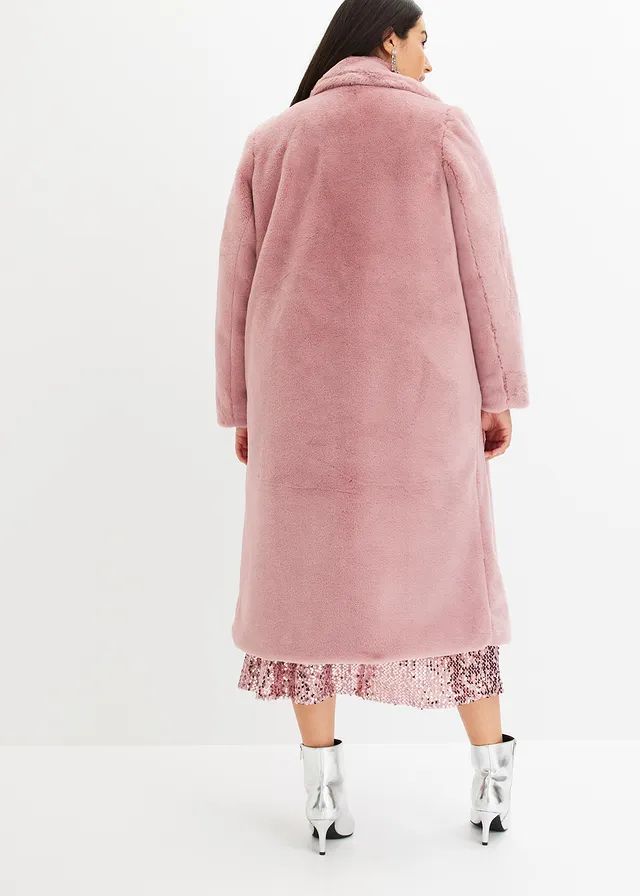Manteau en fausse fourrure, Couleur: rose cendré