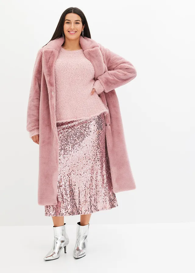 Manteau en fausse fourrure, Couleur: rose cendré