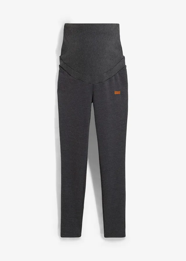 Legging de grossesse avec doublure peluche, Slim Fit, Couleur: anthracite chiné/blanc cassé