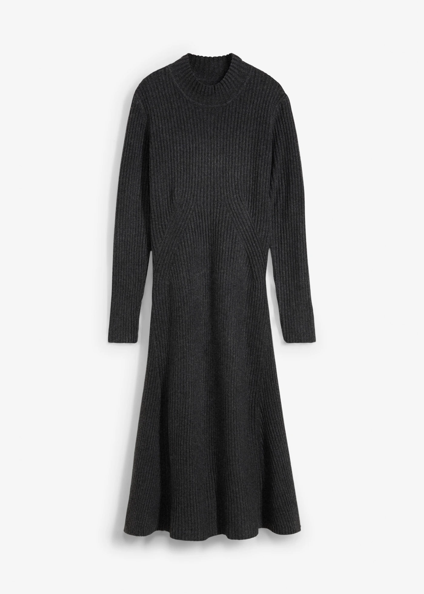 Gebreide jurk met opstaande kraag • antraciet gemêleerd • bonprix online shop