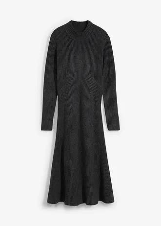Gebreide jurk met opstaande kraag • antraciet gemêleerd • bonprix online shop