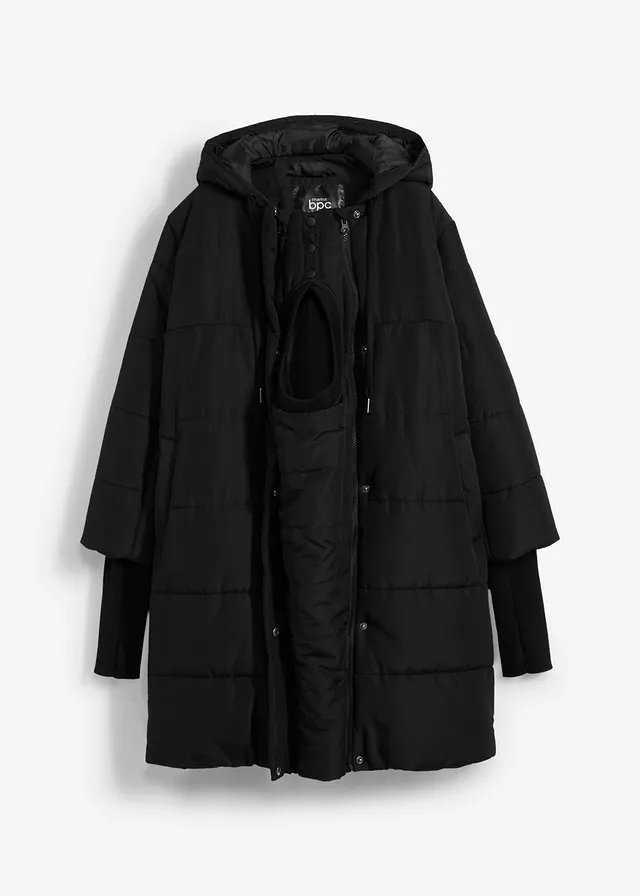 Manteau de grossesse 3-en-1 avec empiècement de portage, Couleur: noir