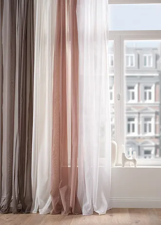 Gordijn van lichte voile met onzichtbare lussen (1 stuk) • taupe • bonprix online shop