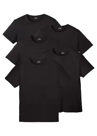 T-shirt (set van 5), Kleur: zwart (set van 5)