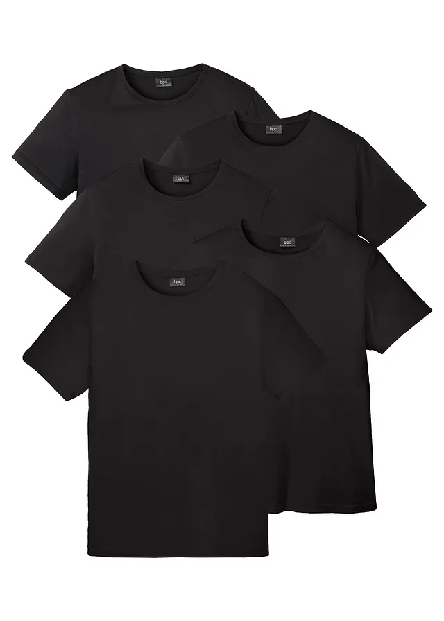 T-shirt (set van 5), Kleur: 5x zwart