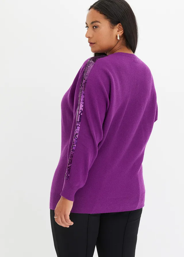 Pull en fine maille à sequins, Couleur: violet