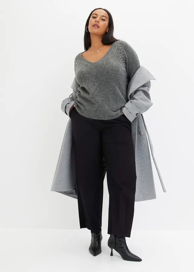 Lichte Marlene Dietrich broek met viscose, Kleur: zwart