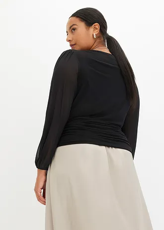 Triko s dlouhým rukávem, se síťovinou, barva: černá