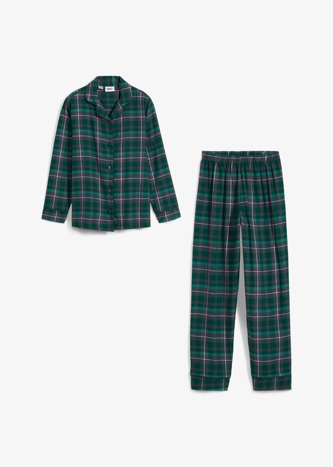 Kinderen pyjama van flanel (2-dlg. set) • bosgroen-wit- flessengroen-nachtblauw geruit • bonprix online shop