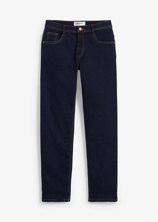Jongens regular fit stretch thermojeans, straight, Kleur: donkerblauw denim
