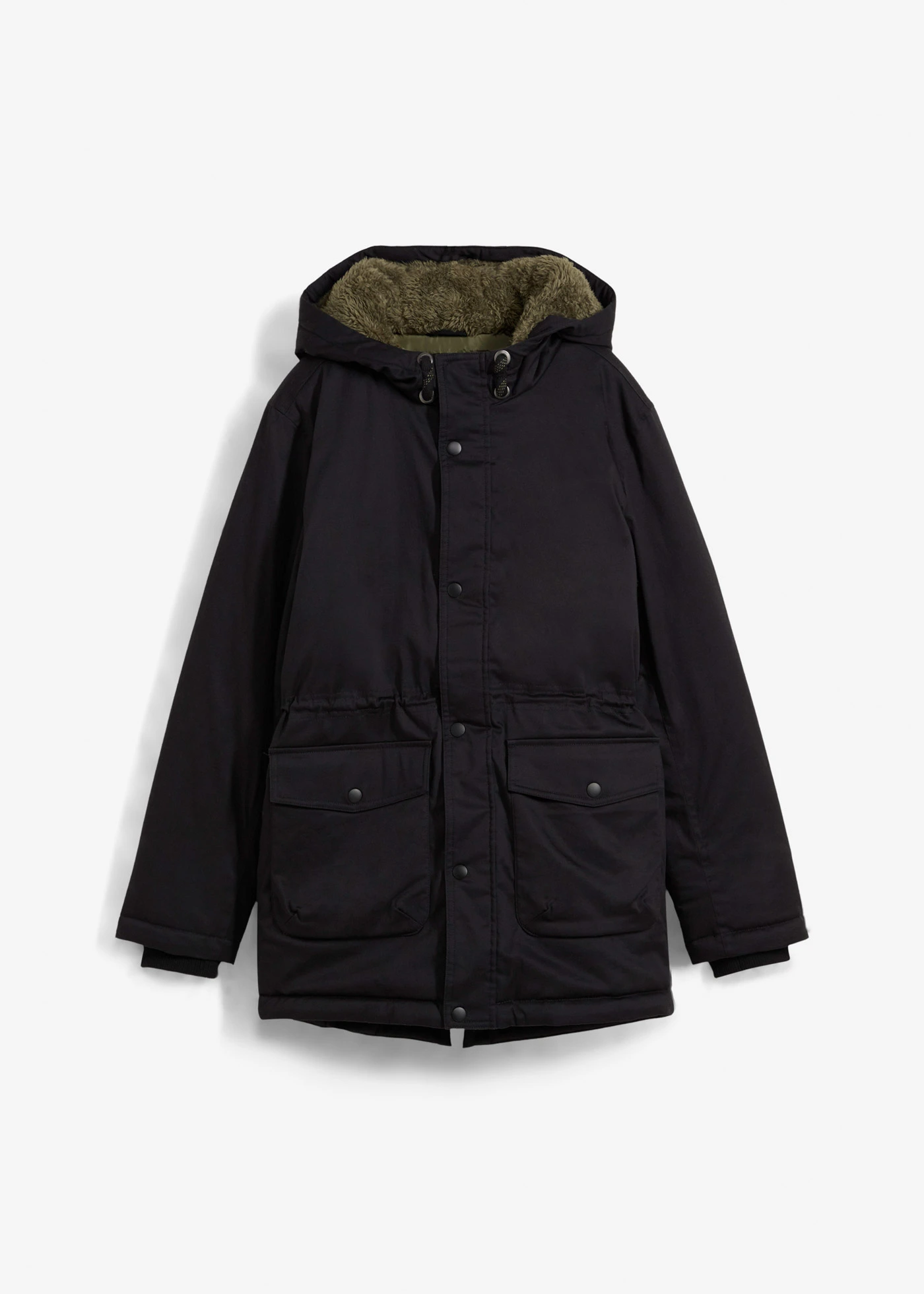 Warm gevoerde winterparka, waterafstotend • zwart-olijfgroen • bonprix online shop