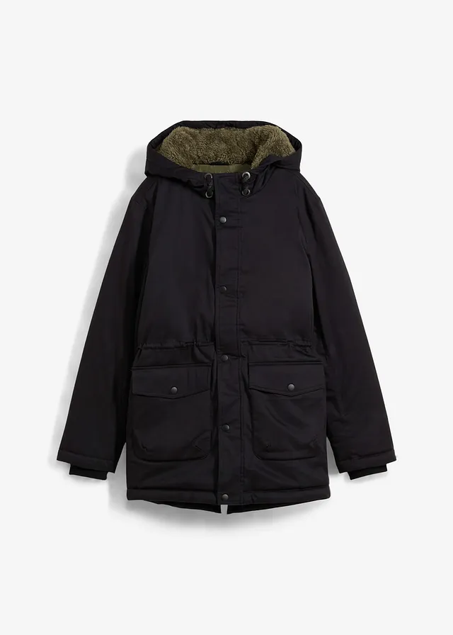 Parka d’hiver déperlante, chaudement doublée • noir-olive • Boutique bonprix