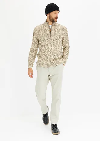 Pull camionneur chiné à torsades • beige / marron chiné • Boutique bonprix