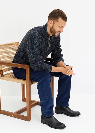 Gemêleerde schipperstrui met kabelpatroon • donkerblauw gemêleerd • bonprix online shop