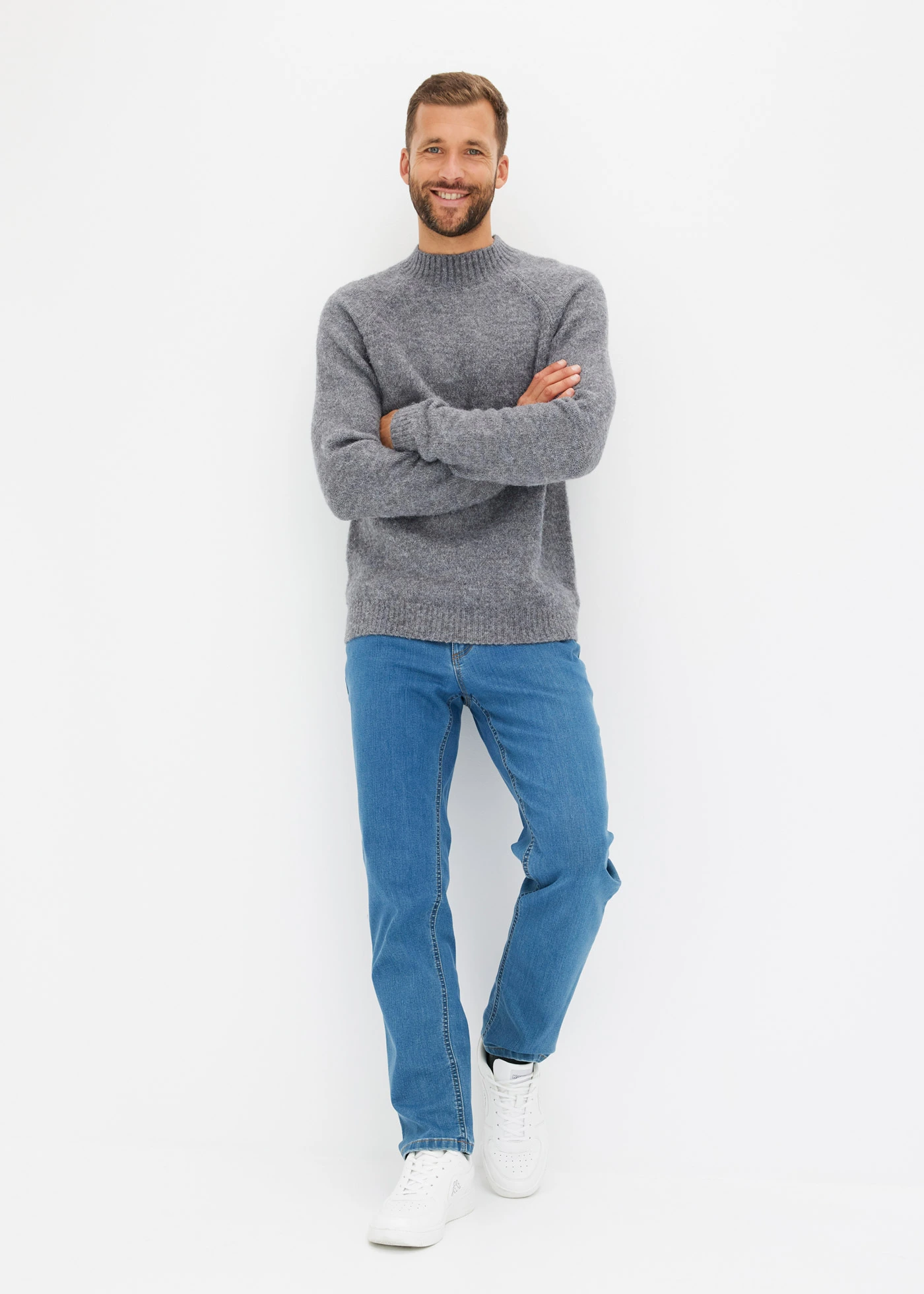 Regular fit stretch jeans, straight (set van 2) • blauw denim+zwart denim • bonprix online shop