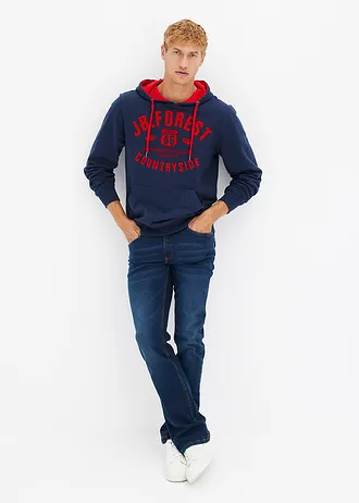 Mikina s kapucí a vločkovým potiskem • tmavě modrá • bonprix obchod