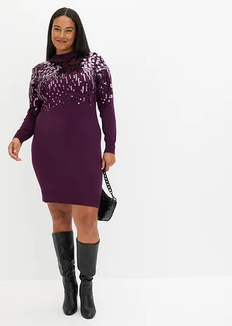 Robe en maille avec sequins sur le haut, Couleur: sureau