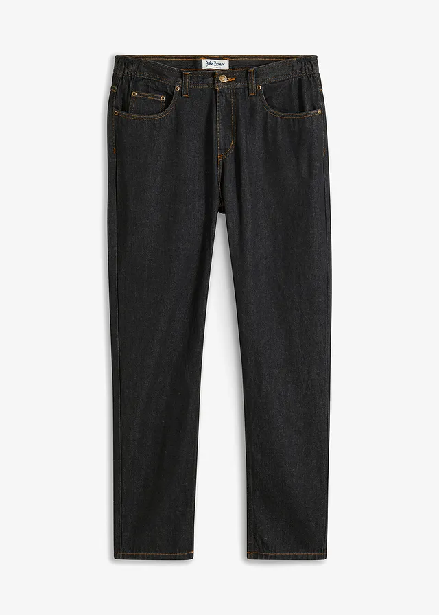 Jean droit classique, taille élastiquée