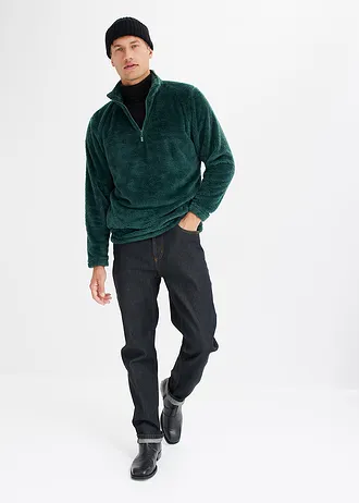 Jeansy z elastycznymi wstawkami w talii, classic fit, prosta nogawka, kolor: czarny denim