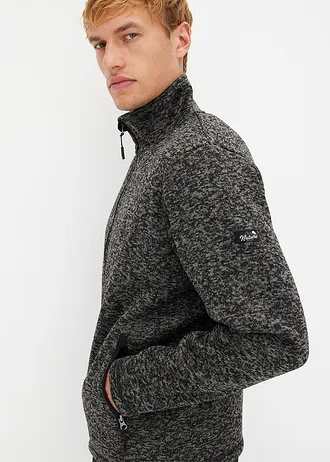 Bluza rozpinana z polaru, na podszewce z polaru baranka • dymny szary - czarny melanż • sklep bonprix