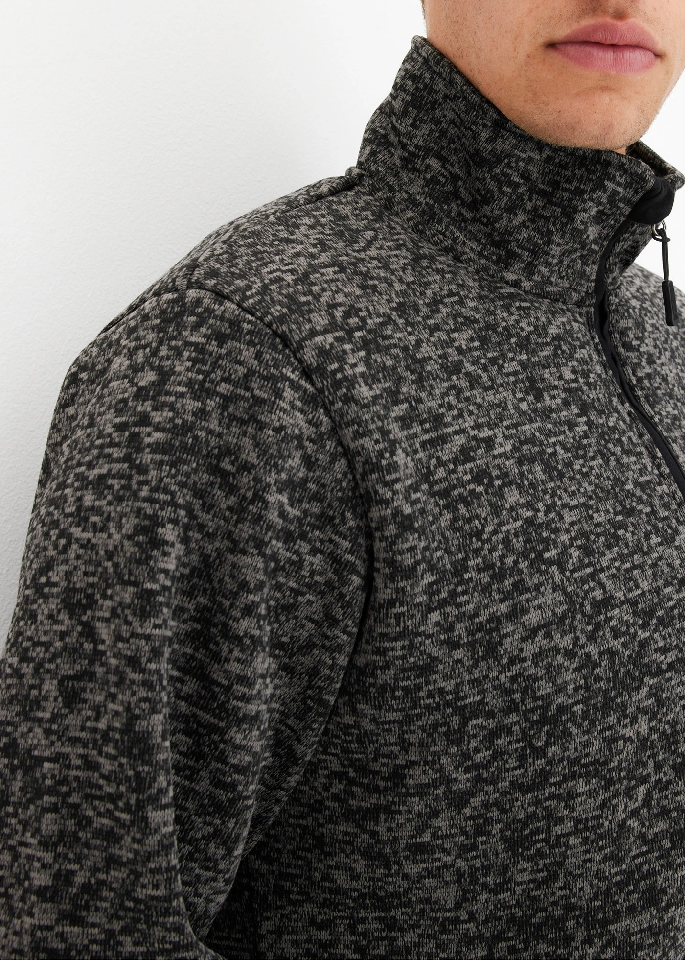 Veste en maille polaire avec doublure peluche • gris fumé-noir chiné • Boutique bonprix