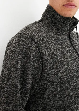 Bluza rozpinana z polaru, na podszewce z polaru baranka • dymny szary - czarny melanż • sklep bonprix