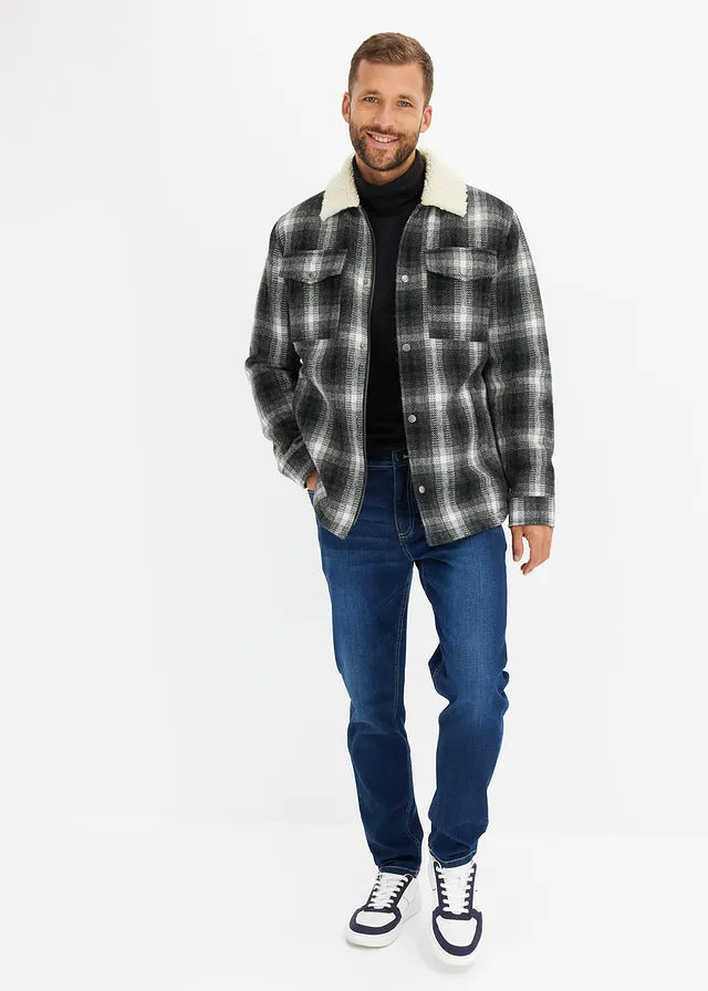 Regular fit stretch jeans, tapered • donkerblauw denim • product-page.page-title-suffix