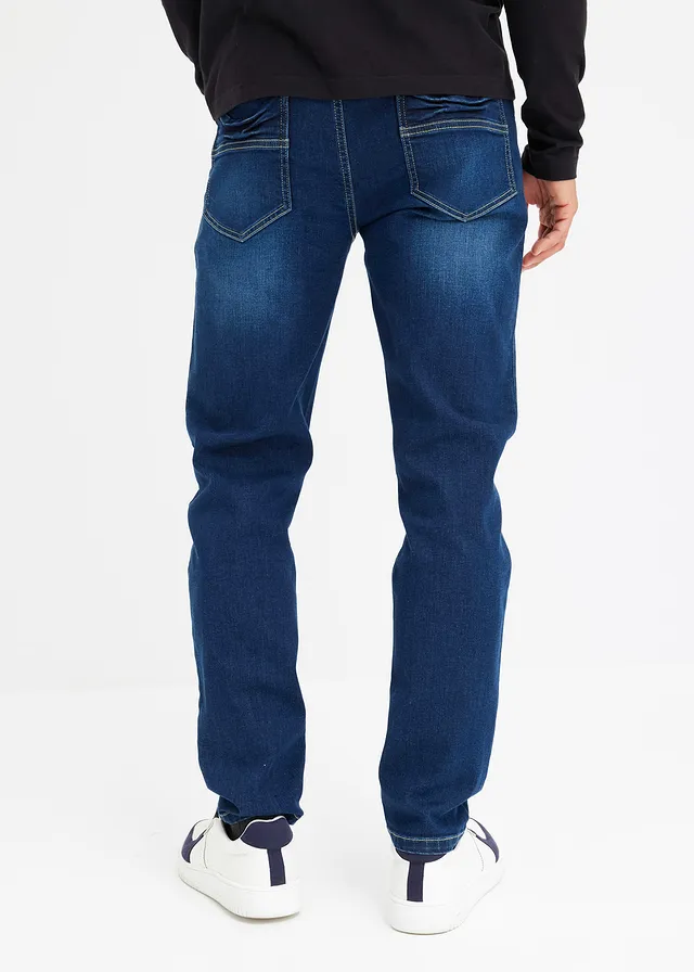 Regular fit stretch jeans, tapered • donkerblauw denim • product-page.page-title-suffix