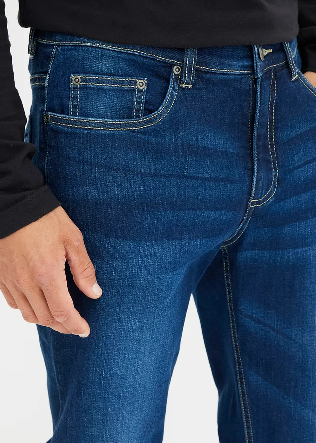 Regular fit stretch jeans, tapered • donkerblauw denim • product-page.page-title-suffix