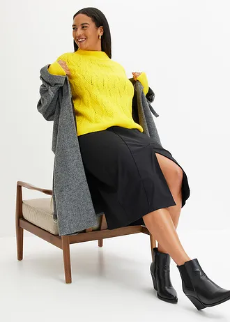 Boxy trui met structuur, Kleur: narcisgeel