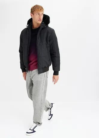 Sweter z cienkiej dzianiny w cieniowanym kolorze • ciemny liliowy - czerwony rododendron • sklep bonprix