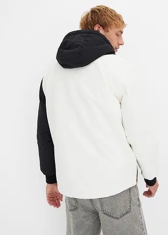 Veste d’hiver tricolore à capuche • noir-écru-olive foncé • Boutique bonprix