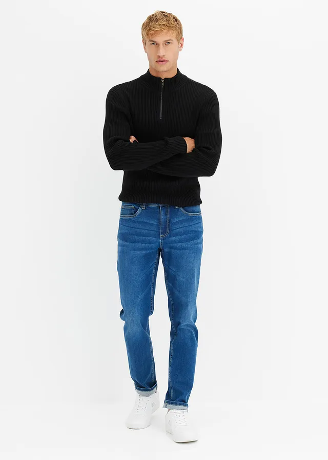 Regular fit stretch jeans, tapered • blauw denim • product-page.page-title-suffix