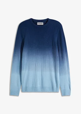 Pull en fine maille, effet dégradé • indigo-bleu poudré • Boutique bonprix