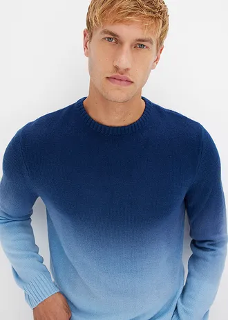 Pull en fine maille, effet dégradé • indigo-bleu poudré • Boutique bonprix