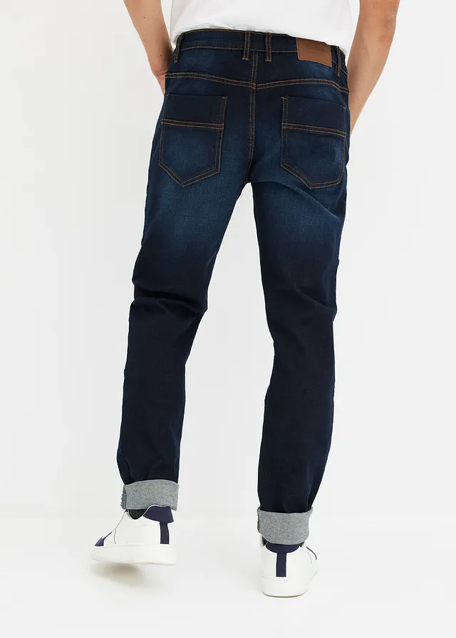 Jean extensible regular coupe confort, fuselé, Couleur: bleu foncé denim