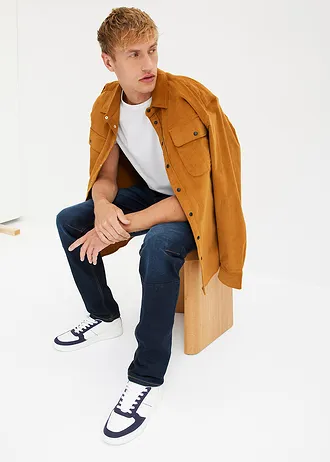 Regular Fit farmernadrág, Tapered komfort szabásvonallal • sötétkék denim • bonprix áruház