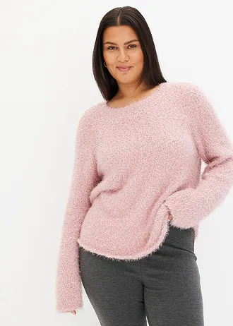 Pull en grosse maille, Couleur: rose cendré