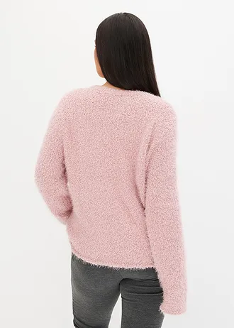 Pull en grosse maille, Couleur: rose cendré
